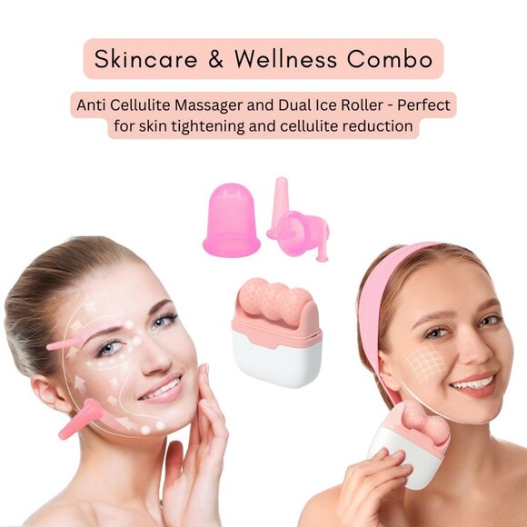Face Tighten Ice Face Roller & Anti Cellulite Massager Pack1 Combo Pack - Picture 1 of 9